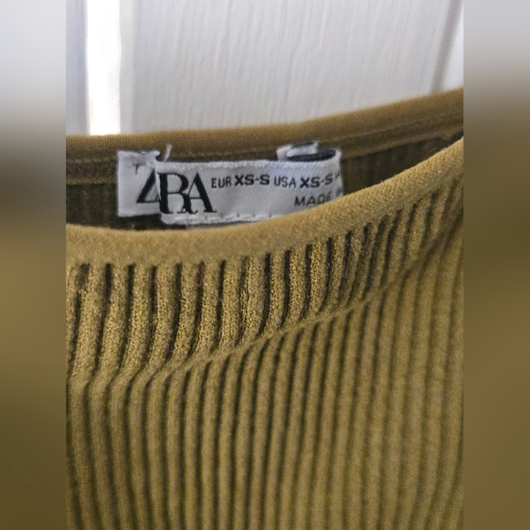 ZARA Olive Ribbed Knit Crop Tank Top XS-S - Picture 7 of 7